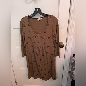 Cute Boden brown dress with bird pattern